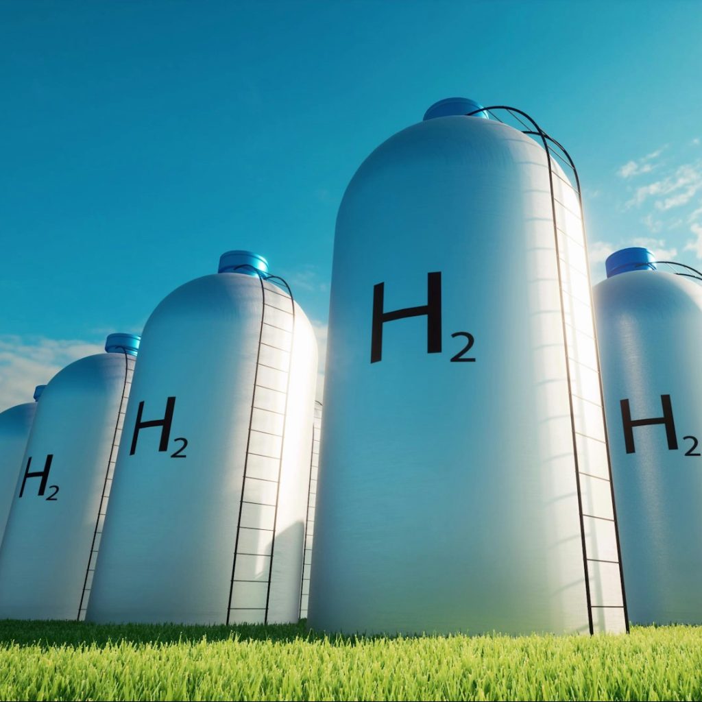 H2 Hydrogen clear energy Ecological future Alternative concept Environmental technology Blue sky