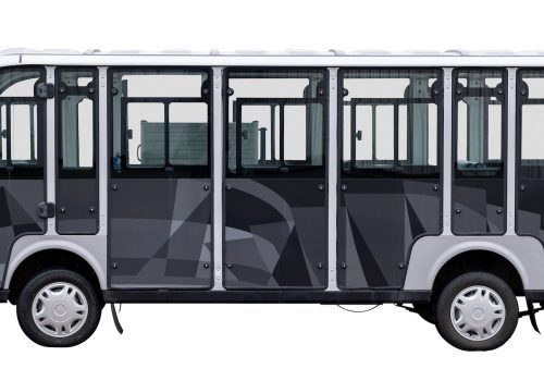 Isolated Modern Electric Shuttle Bus